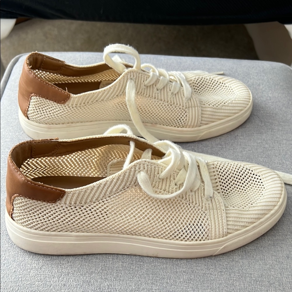 Lucky Brand Cream and Tan Mesh Sneakers